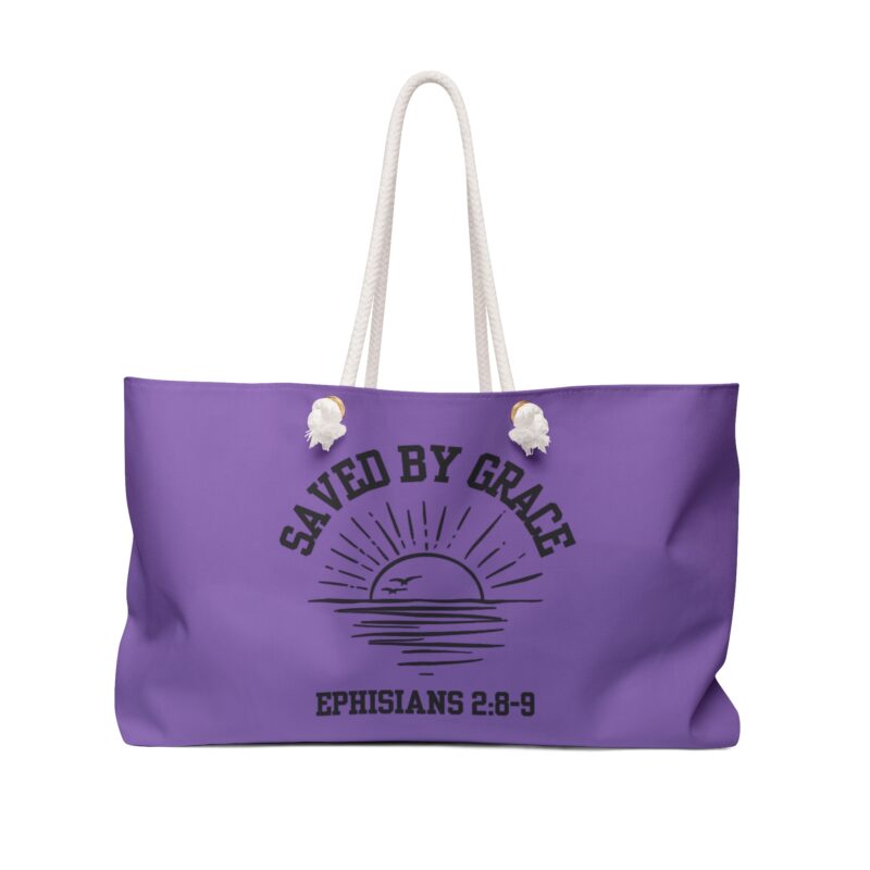 saved by grace weekender bag — christian travel tote (ephesians 2:8 9)