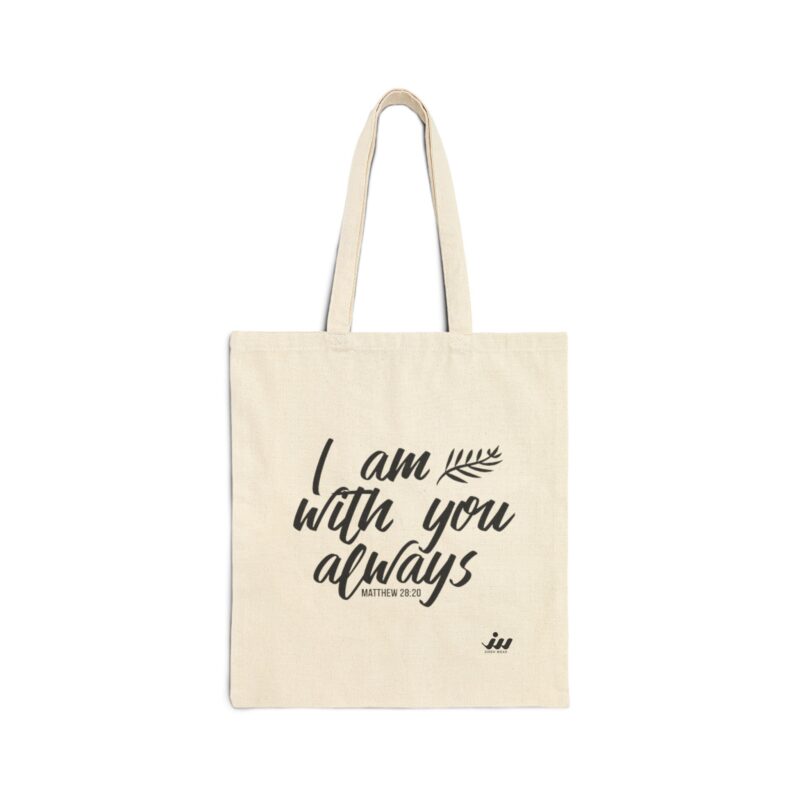 canvas tote bag — "i am with you always" inspirational scripture shopper