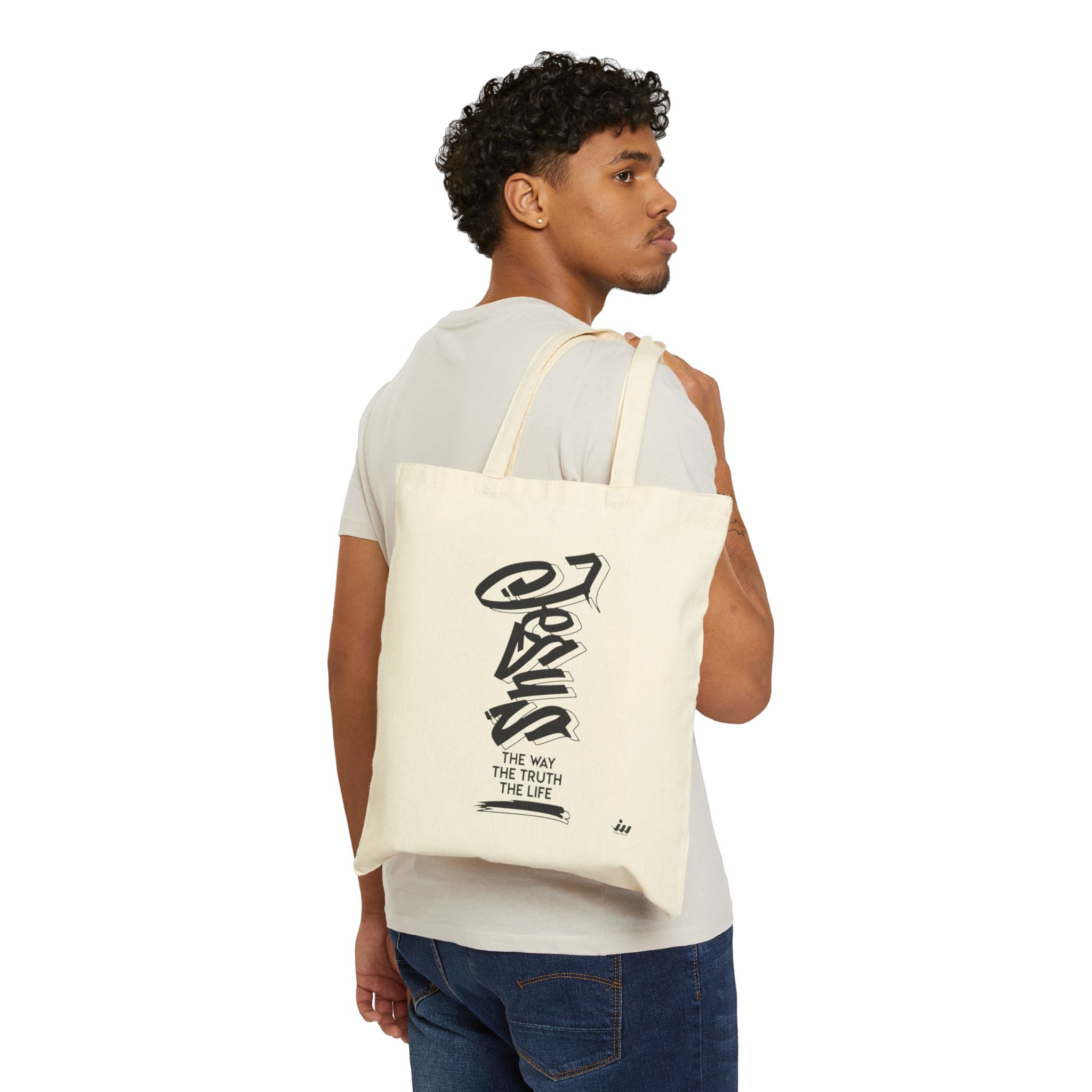 canvas tote bag — 'christ' calligraphy with "the way the truth the life" christian shopper tote canvas tote bag — 'christ' calligraphy with "the way the truth the life" christian shopper tote