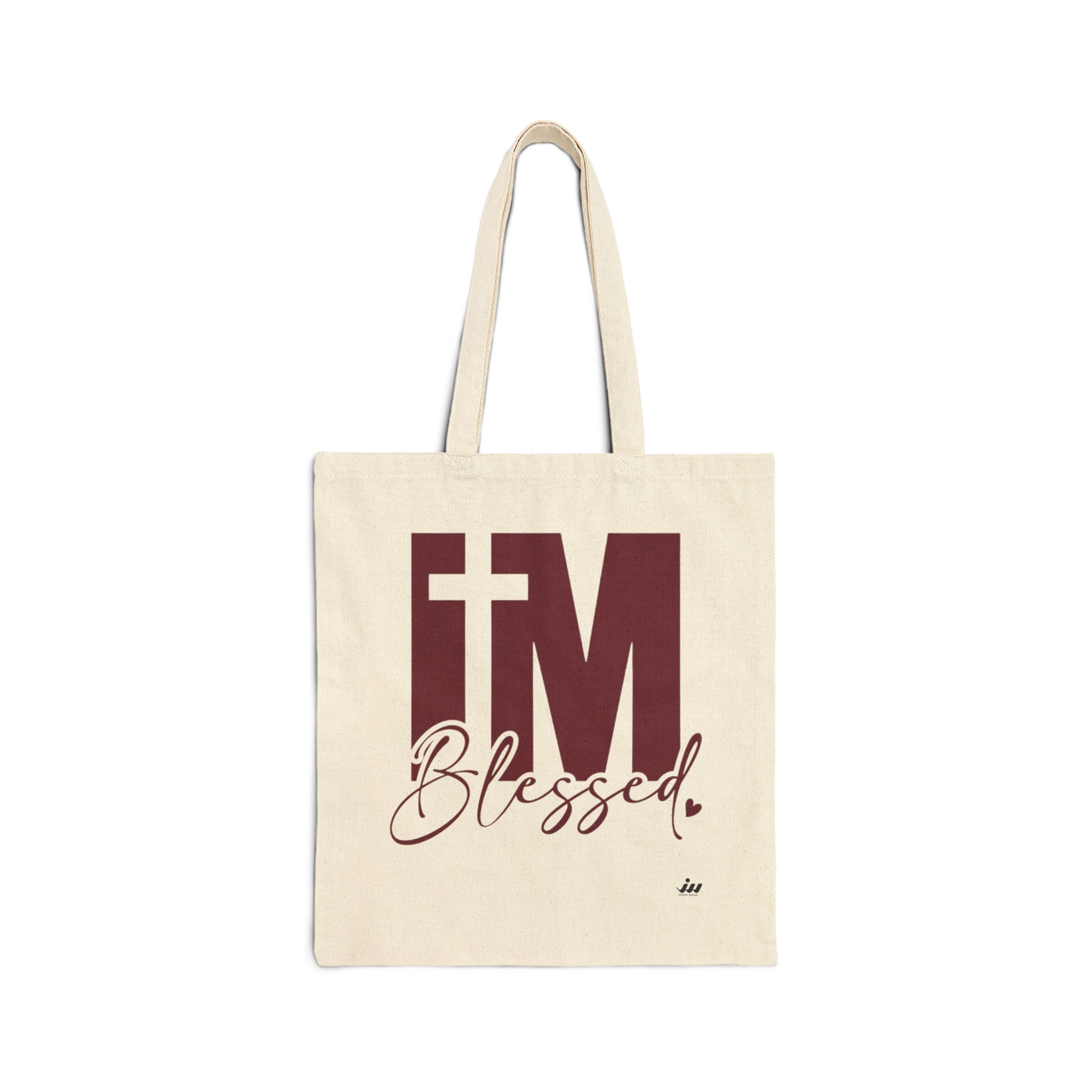 cotton tote bag “i’m blessed” script canvas shopper cotton tote bag “i’m blessed” script canvas shopper