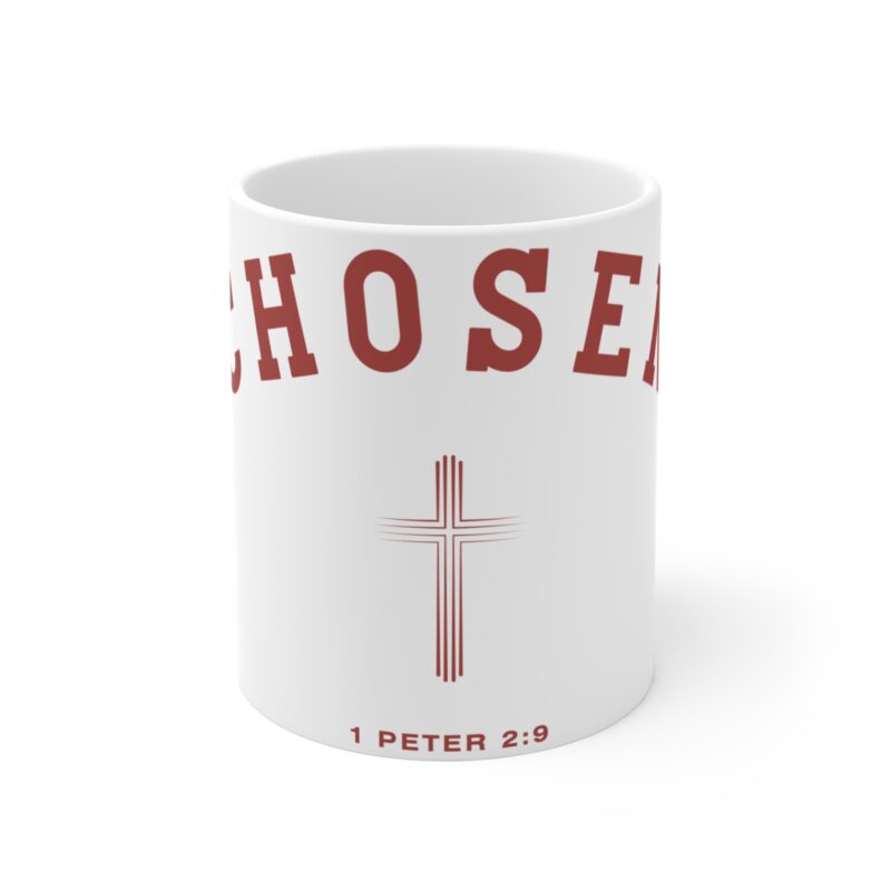 chosen christian mug – 1 peter 2:9 cross coffee cup (11oz)