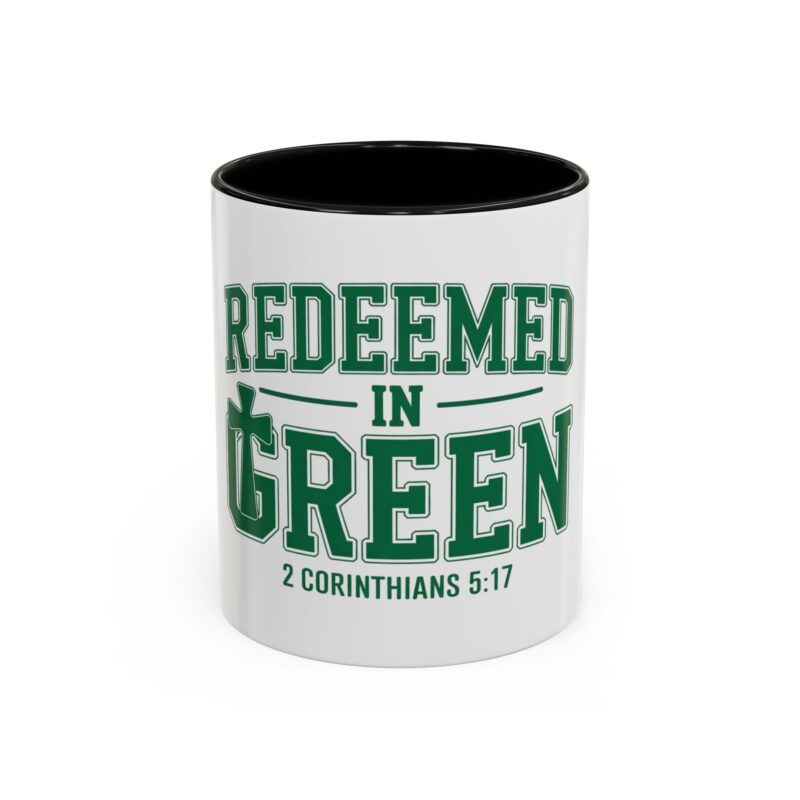 redeemed in green accent coffee mug — 11/15oz christian scripture 2 corinthians 5:17