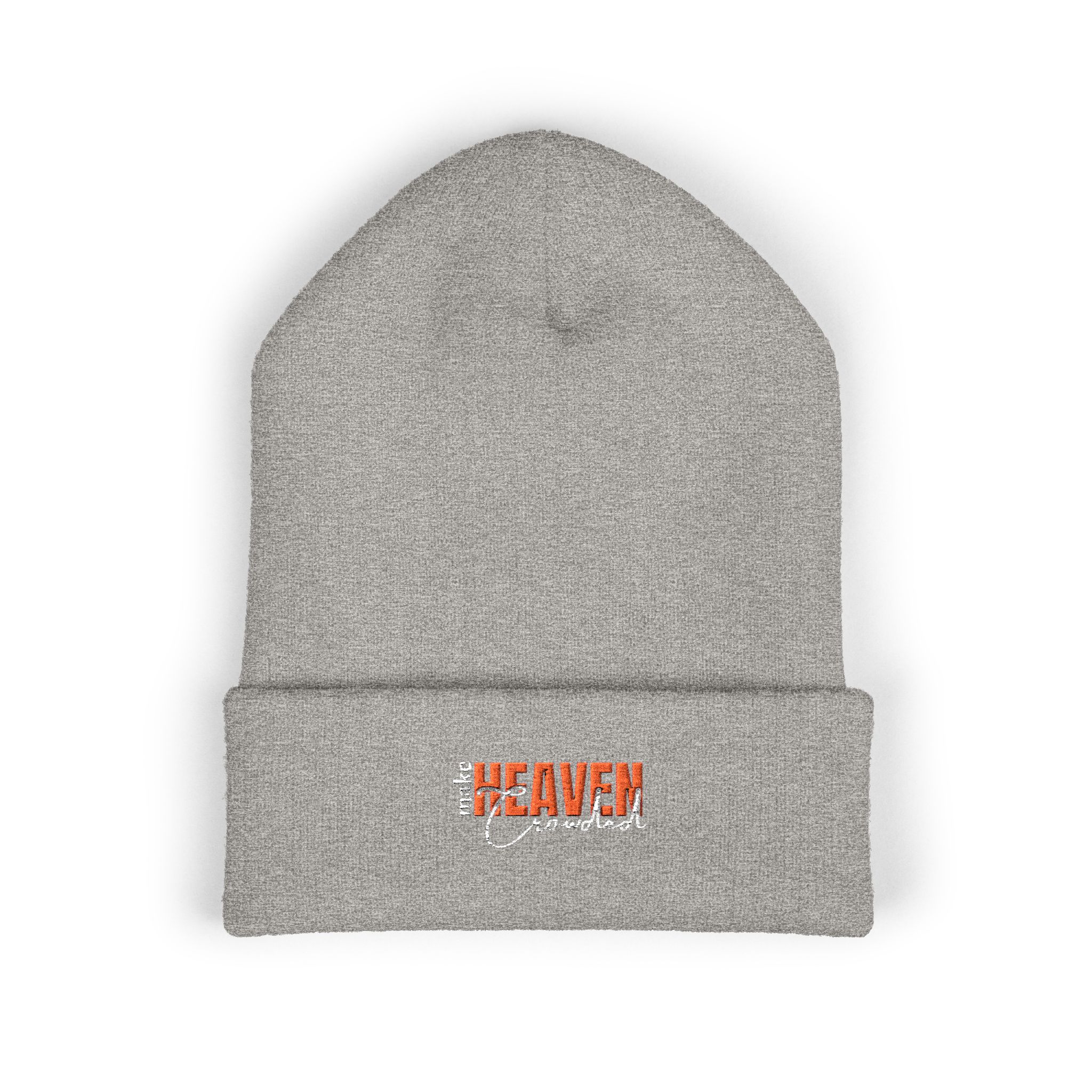 embroidered 'heaven' classic cuffed beanie — olive rib knit winter hat embroidered 'heaven' classic cuffed beanie — olive rib knit winter hat
