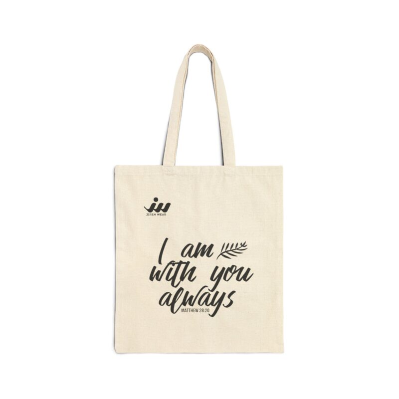 canvas tote bag — "i am with you always" inspirational scripture shopper