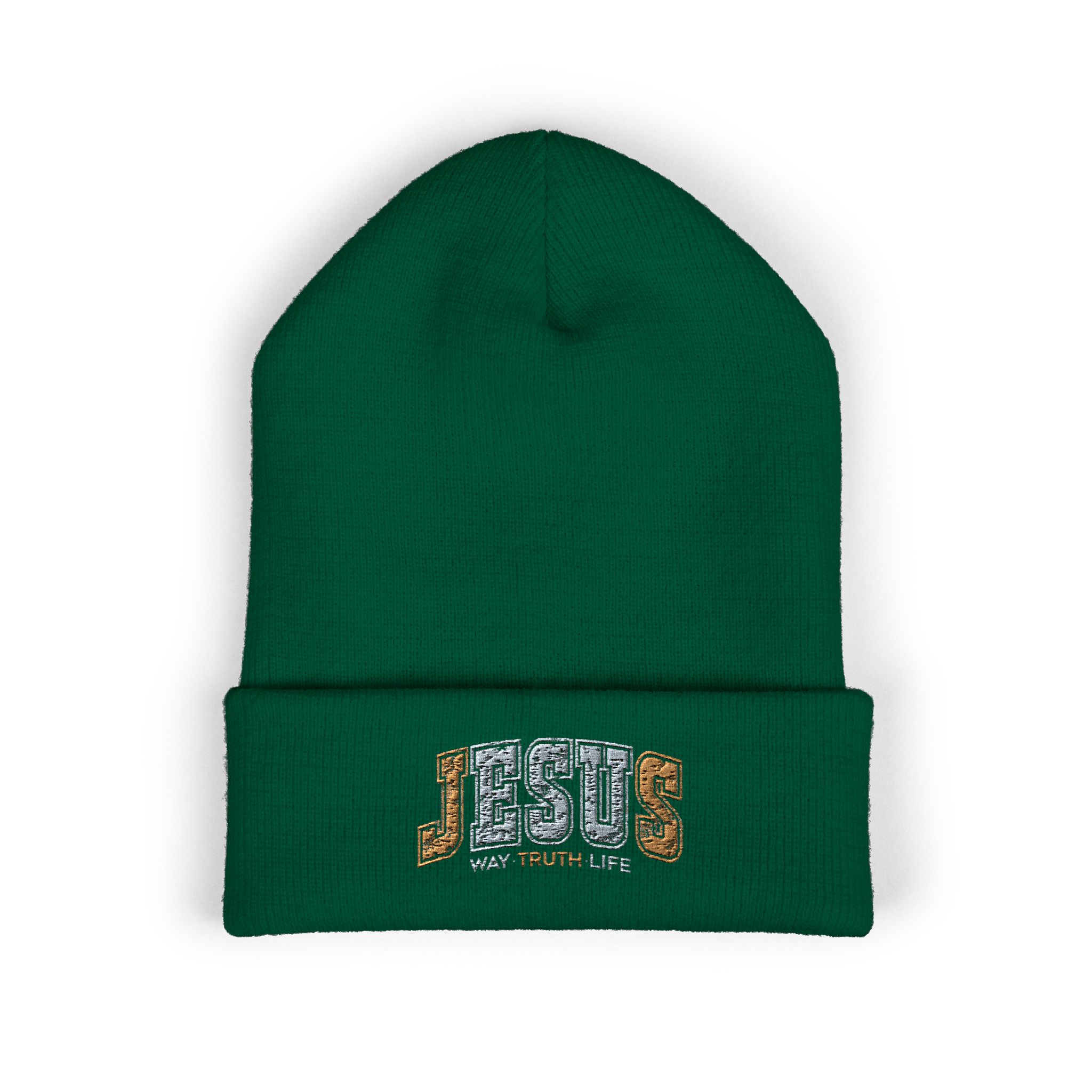 embroidered 'jesus' classic cuffed beanie — cozy christian knit hat embroidered 'jesus' classic cuffed beanie — cozy christian knit hat