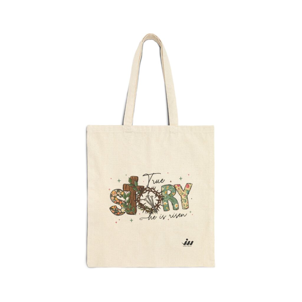 true story floral canvas tote bag — eco friendly cotton book & market shopper