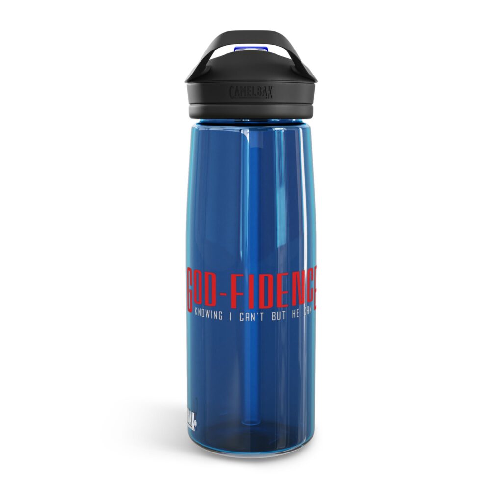 camelbak eddy® water bottle – 20/25oz clear bottle with bold red “good fidence” graphic