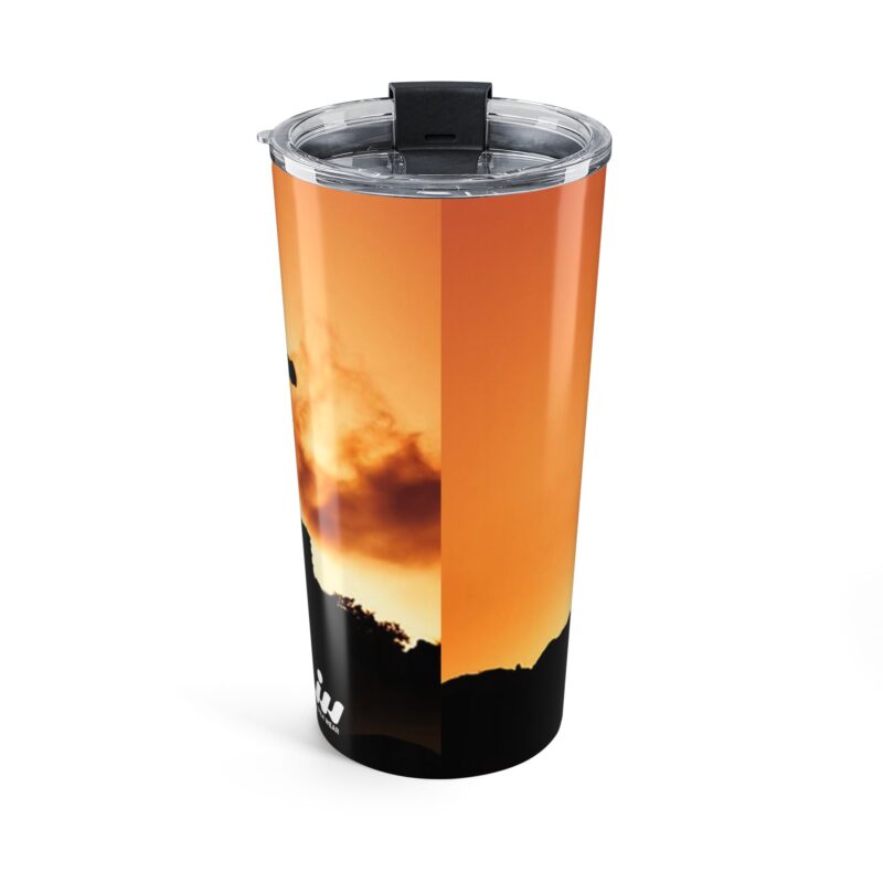 20oz sunset silhouette tumbler — orange mountain travel cup