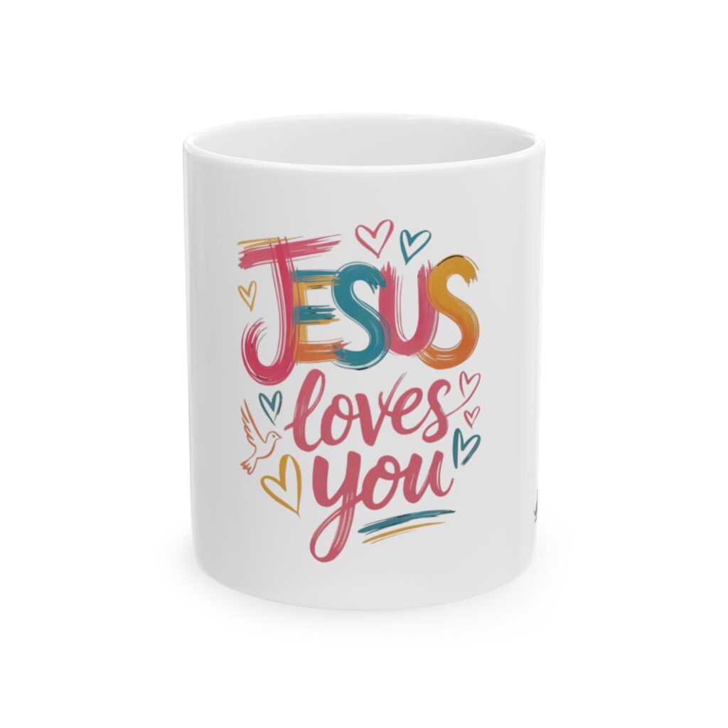 T-Shirts jesus loves you ceramic mug colorful faith coffee cup
