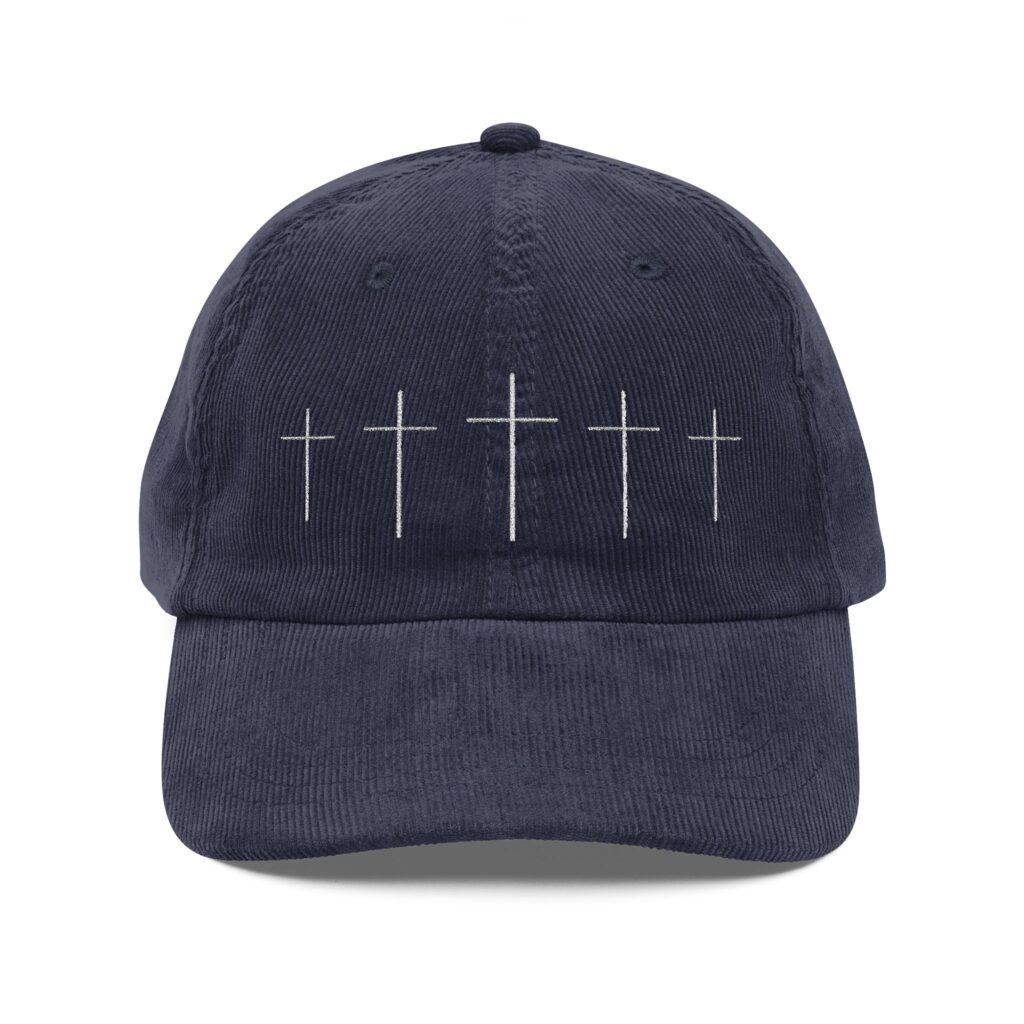 corduroy cross cap — embroidered vintage baseball hat