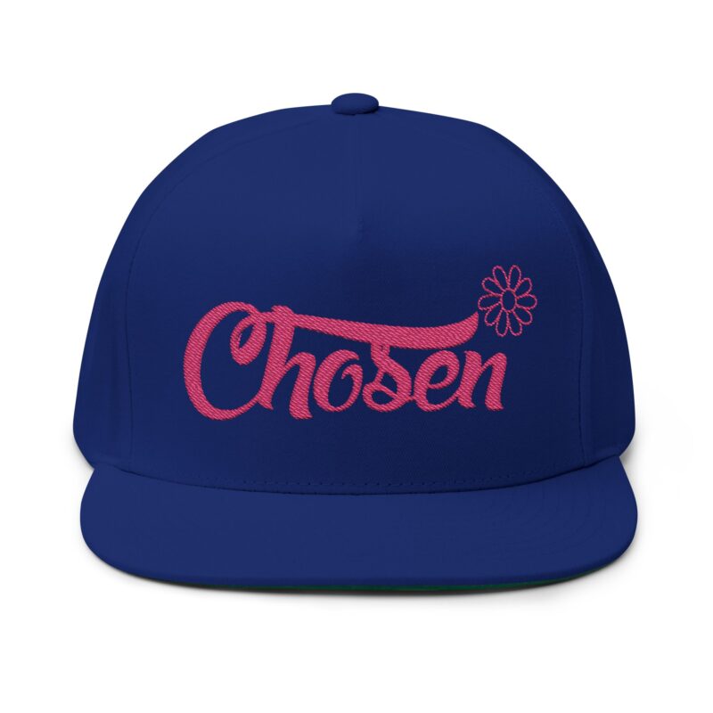 chosen embroidered flat bill cap floral script snapback hat