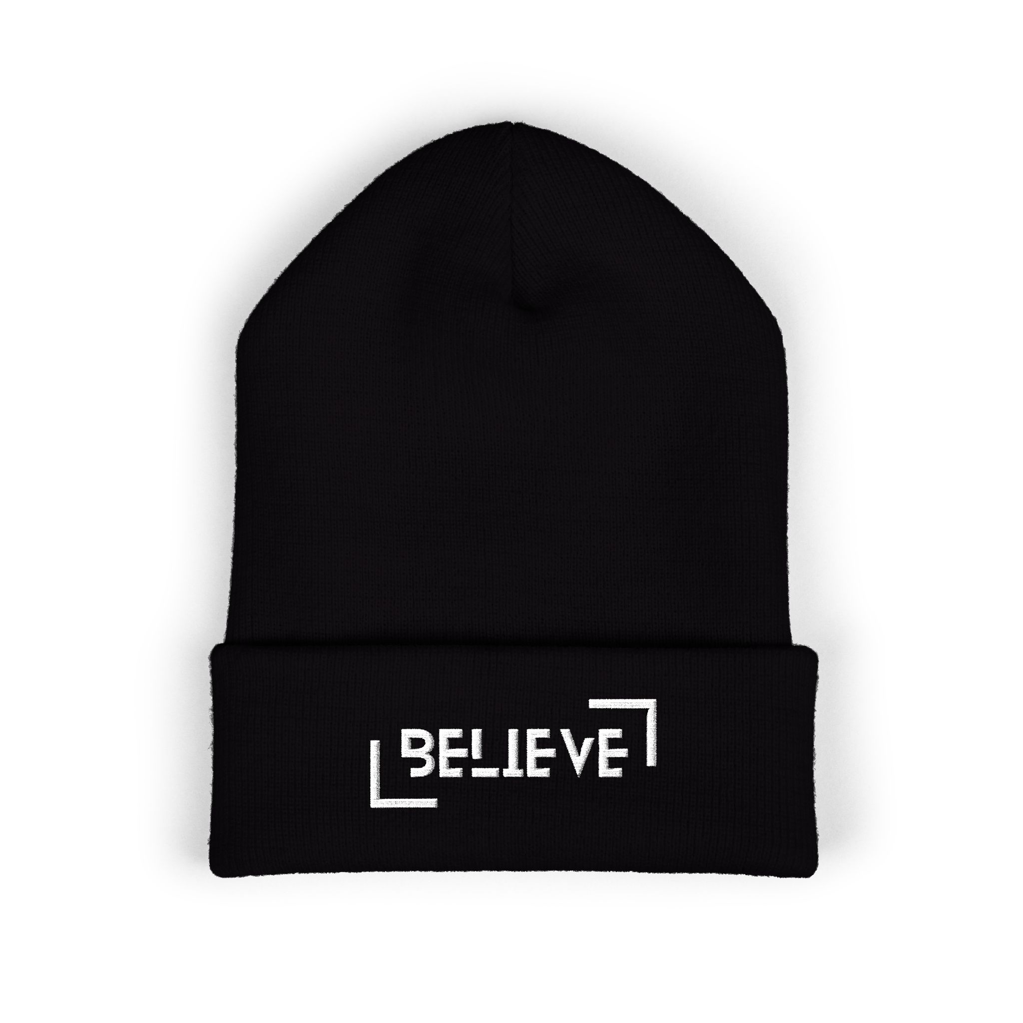 believe embroidered cuffed beanie — cozy motivational knit hat believe embroidered cuffed beanie — cozy motivational knit hat