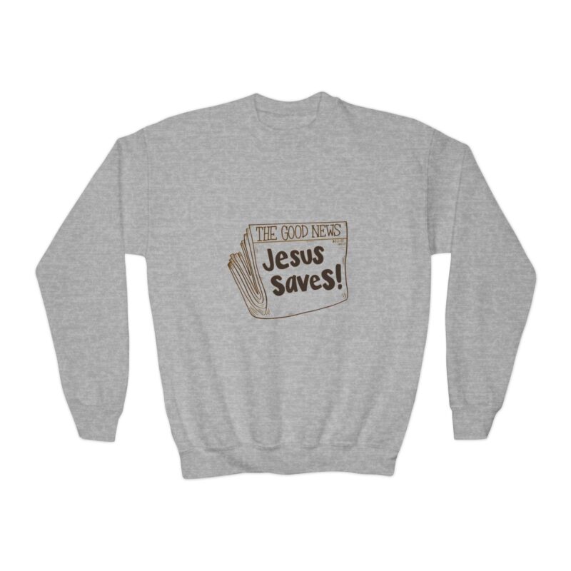 youth crewneck sweatshirt 'jesus saves!'