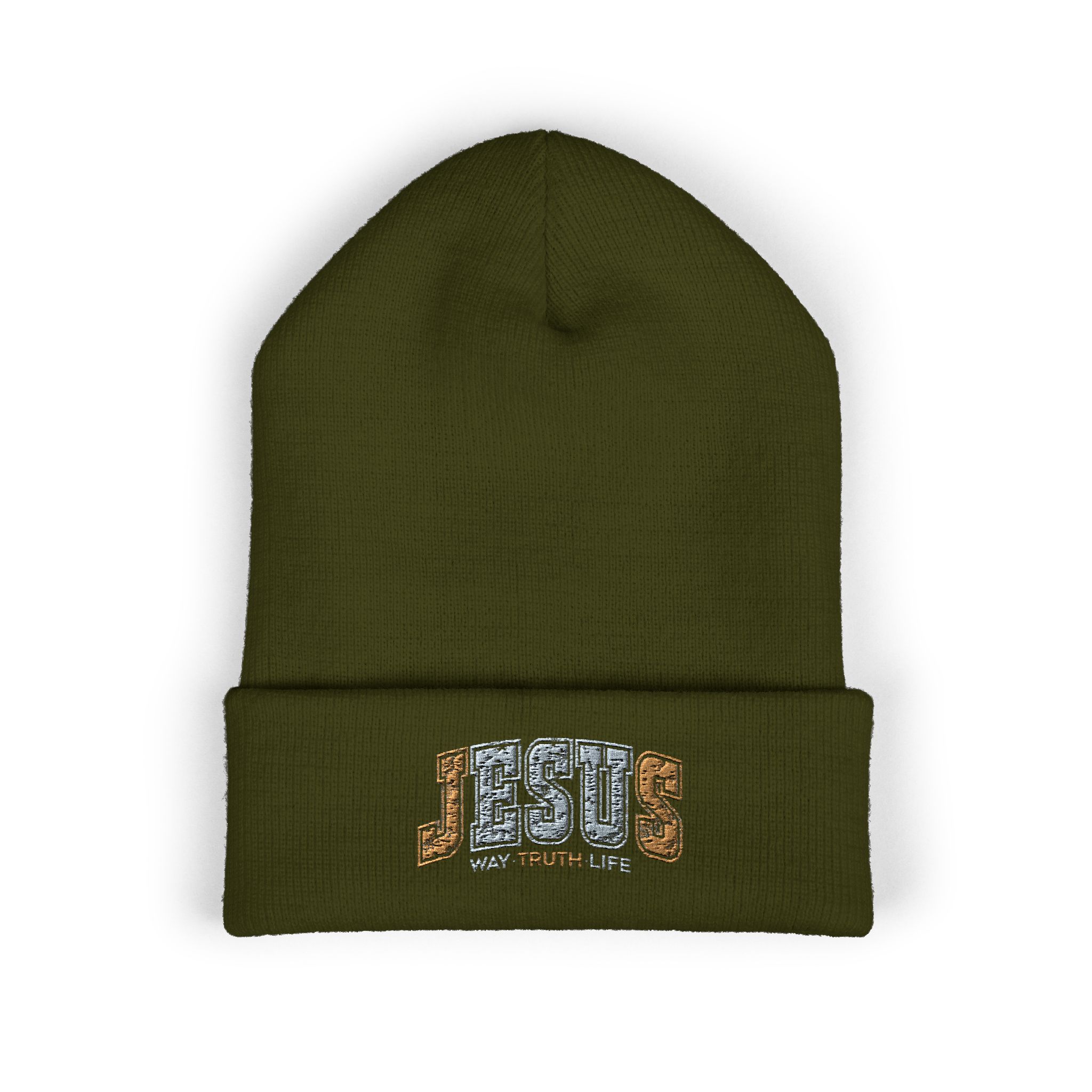 embroidered 'jesus' classic cuffed beanie — cozy christian knit hat embroidered 'jesus' classic cuffed beanie — cozy christian knit hat