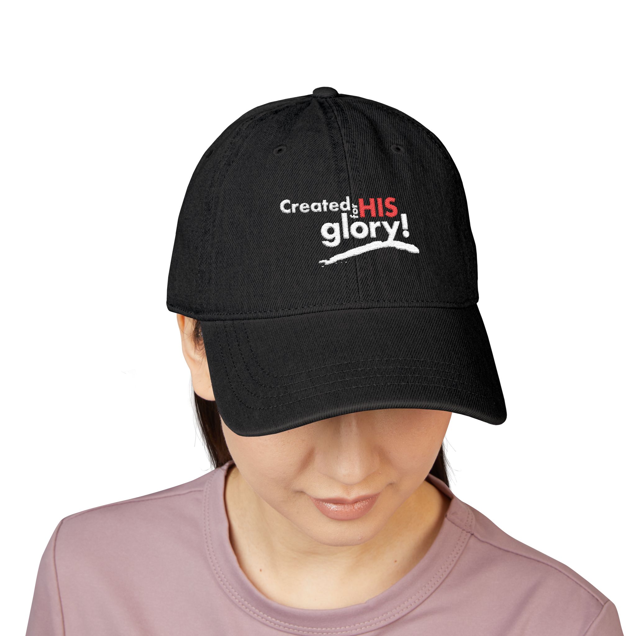 created for his glory embroidered denim hat — christian baseball cap created for his glory embroidered denim hat — christian baseball cap