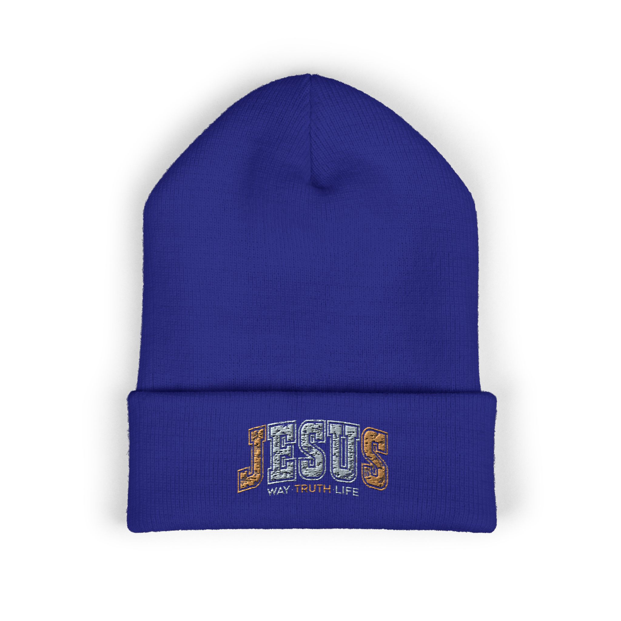 embroidered 'jesus' classic cuffed beanie — cozy christian knit hat embroidered 'jesus' classic cuffed beanie — cozy christian knit hat