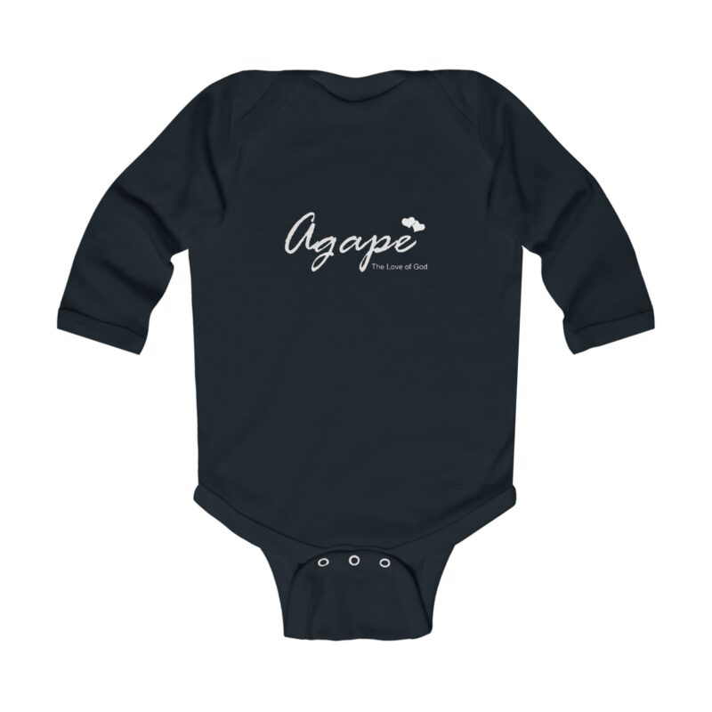 agape infant bodysuit – long sleeve baby onesie with 'agape' script (christian gift)