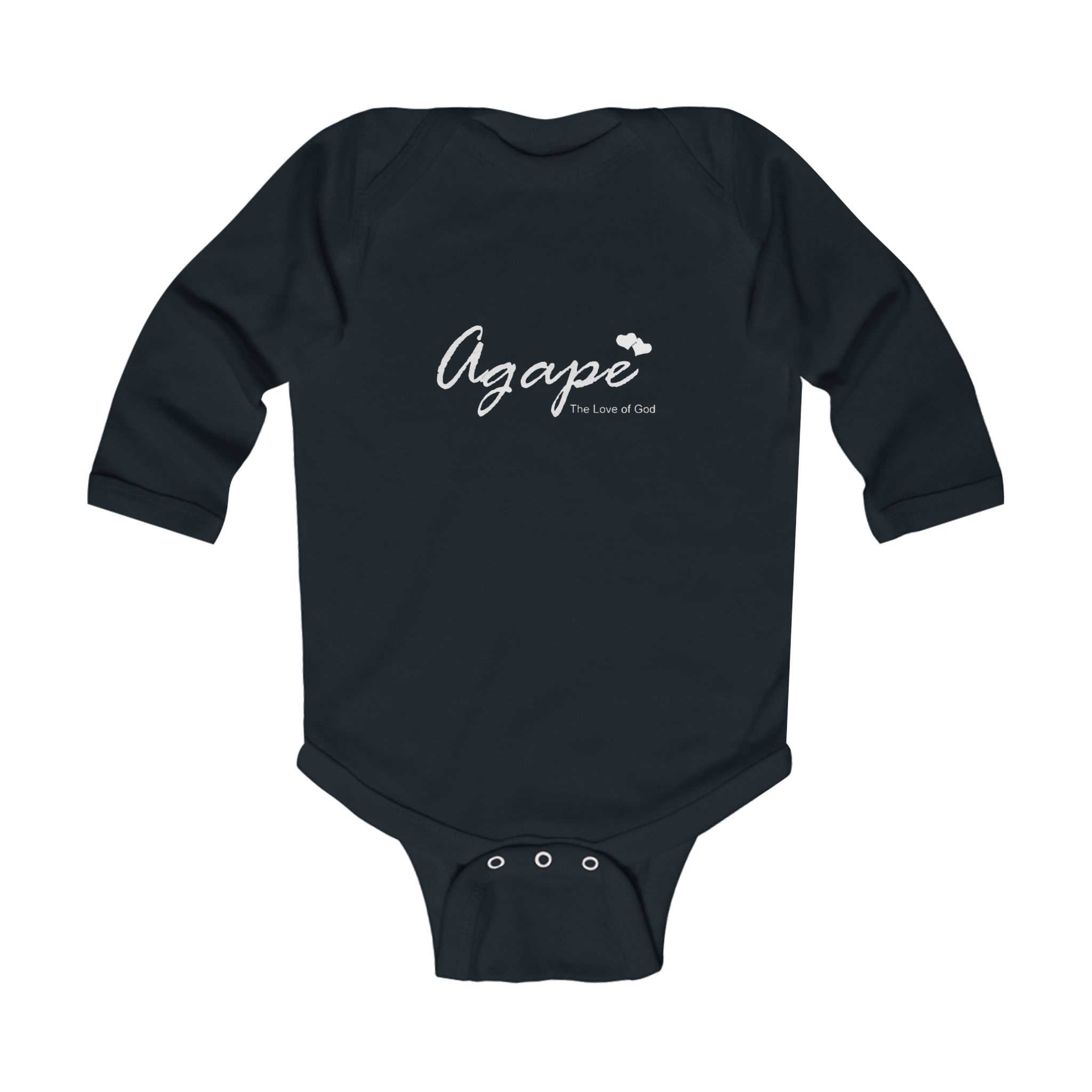 agape infant bodysuit – long sleeve baby onesie with 'agape' script (christian gift) agape infant bodysuit – long sleeve baby onesie with 'agape' script (christian gift)