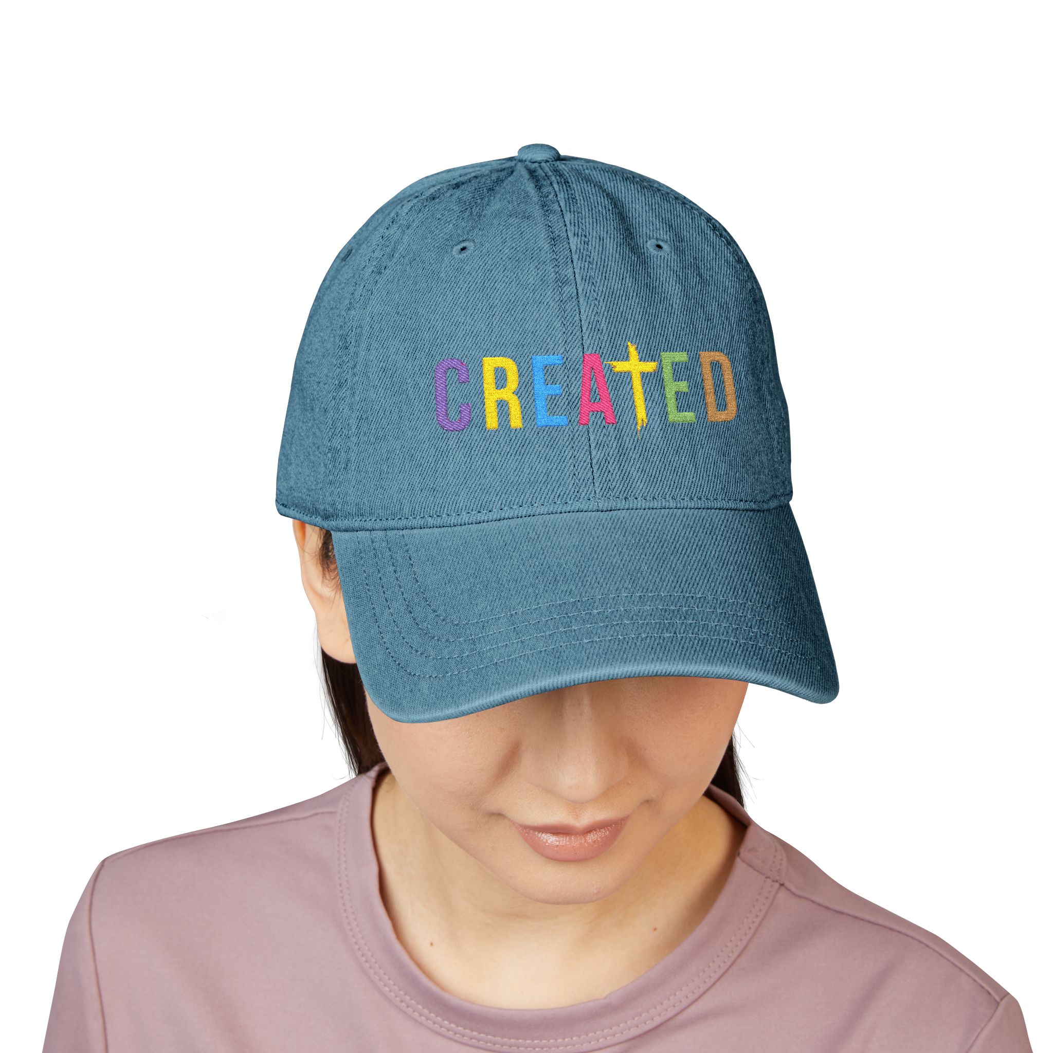 created embroidered denim hat — colorful cross baseball cap created embroidered denim hat — colorful cross baseball cap