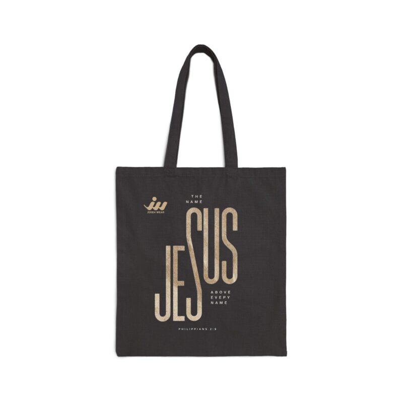 T-Shirts christian canvas tote bag — "jesus" vertical typography religious grocery & everyday carry