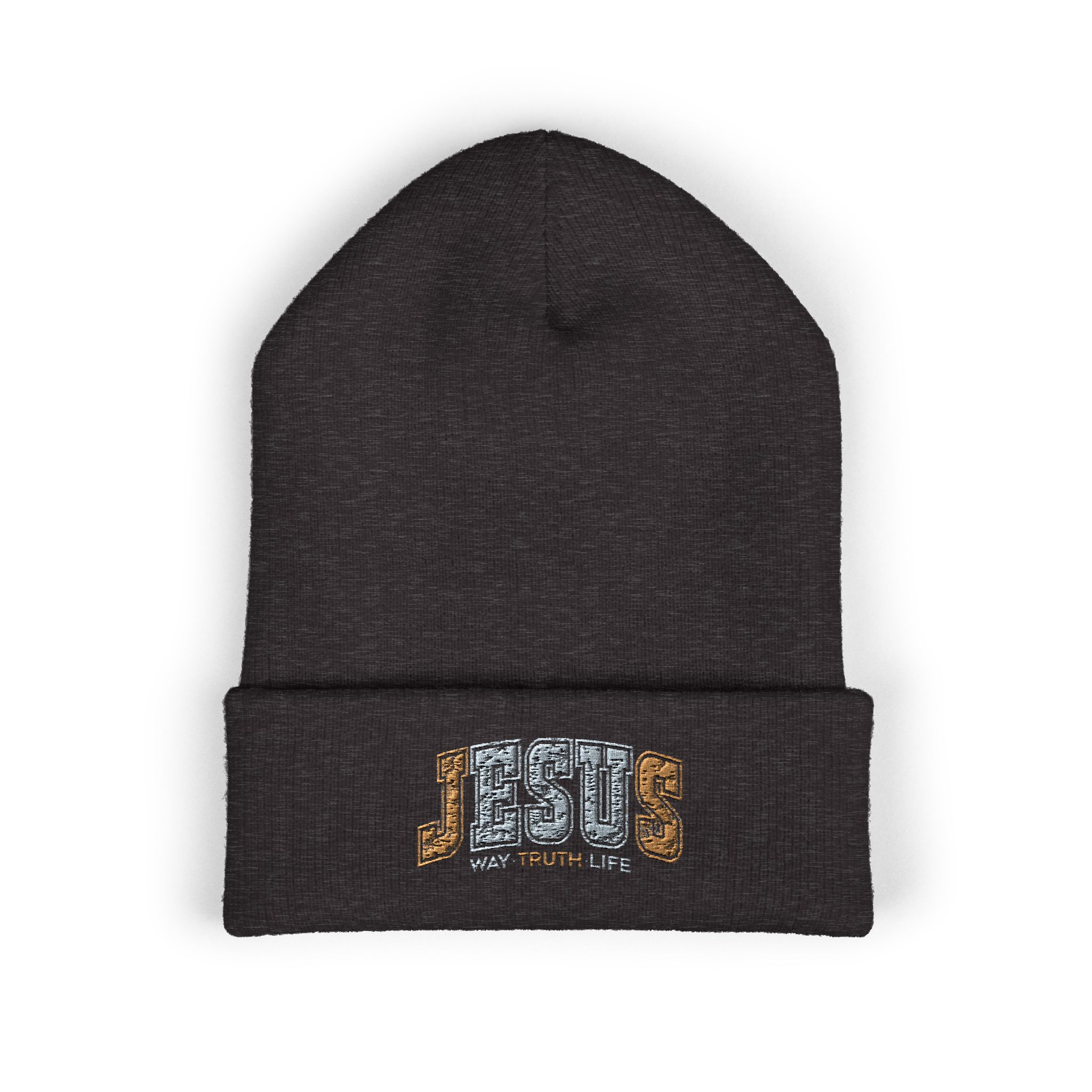 embroidered 'jesus' classic cuffed beanie — cozy christian knit hat embroidered 'jesus' classic cuffed beanie — cozy christian knit hat
