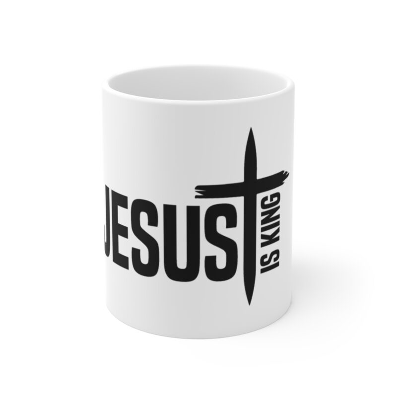 jesus is king 11oz coffee mug — christian cross faith gift