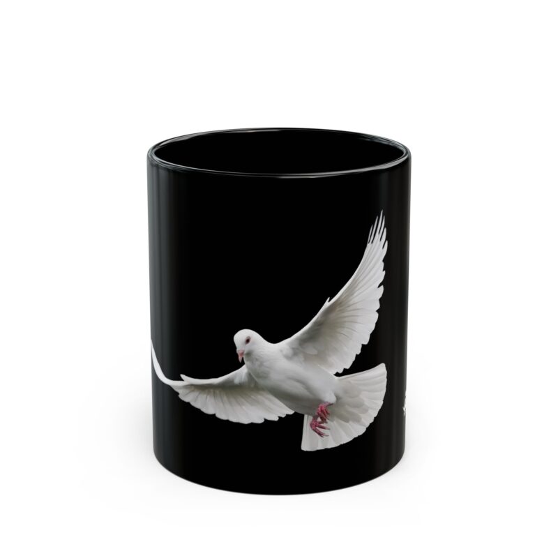 dove peace mug — black ceramic coffee cup (11oz & 15oz)
