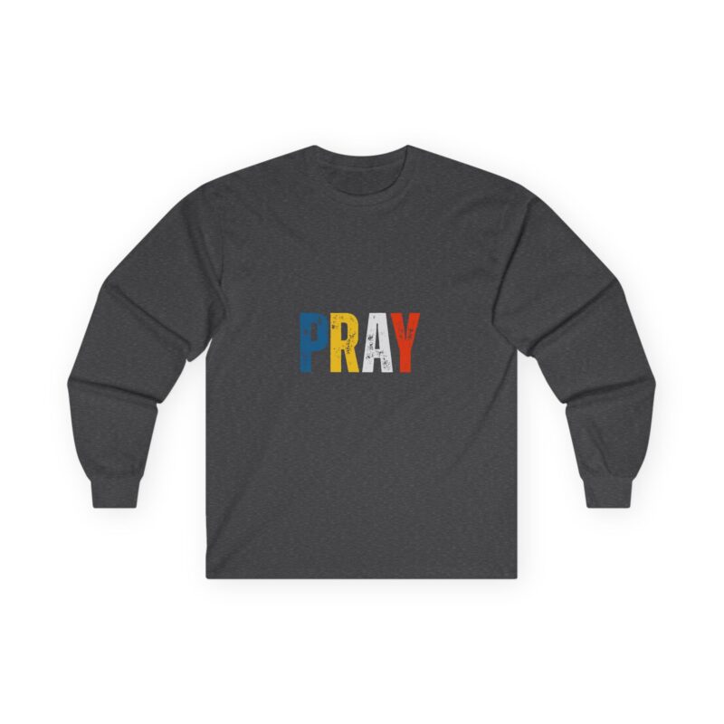 pray colorblock long sleeve tee — faith inspired graphic shirt