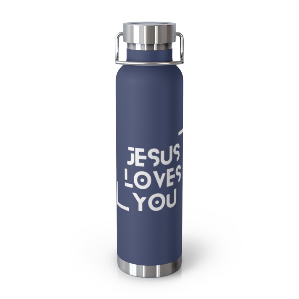 T-Shirts 22oz insulated water bottle — "jesus loves you" red stainless vacuum flask
