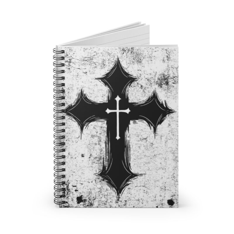 gothic cross spiral notebook — grunge christian journal (ruled)