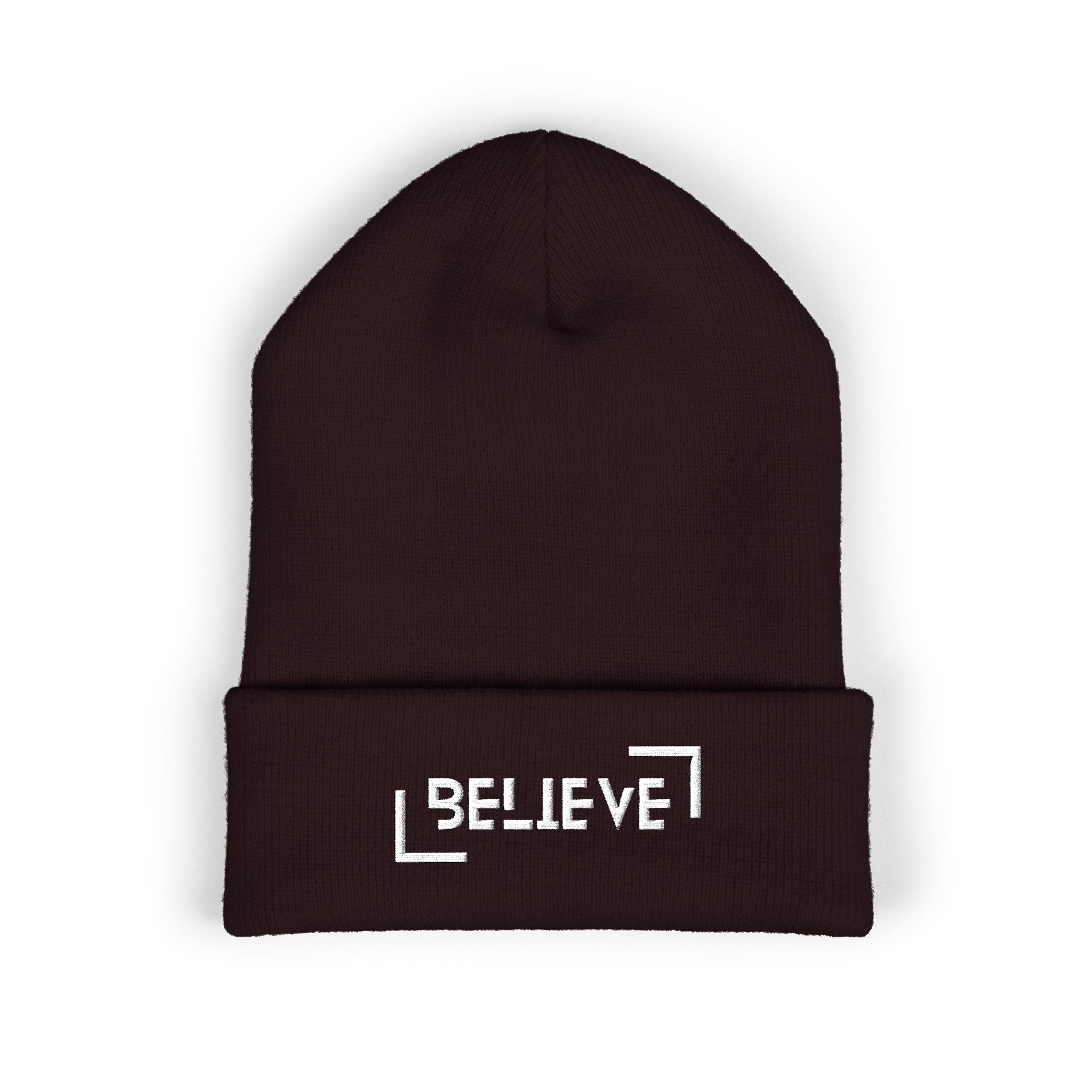 believe embroidered cuffed beanie — cozy motivational knit hat believe embroidered cuffed beanie — cozy motivational knit hat