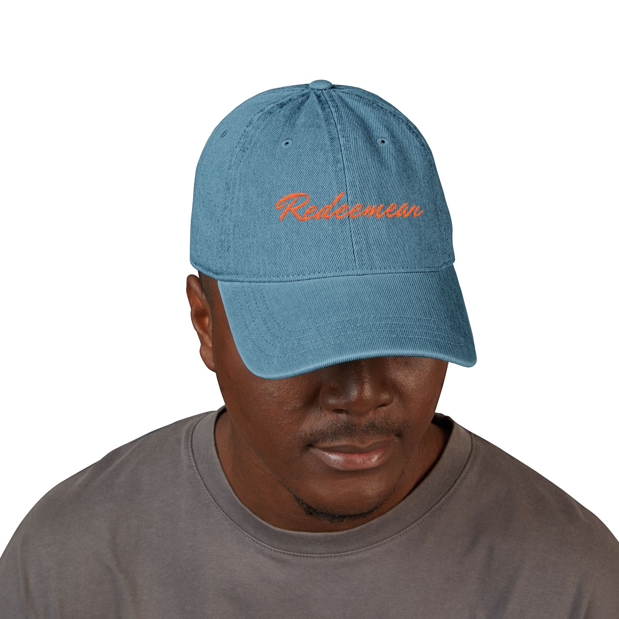 embroidered "redeemer" denim hat embroidered "redeemer" denim hat