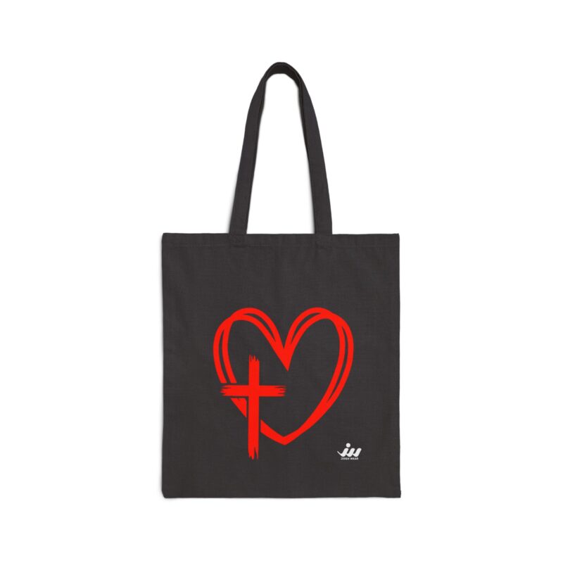 faith heart tote bag — red cross love cotton canvas tote