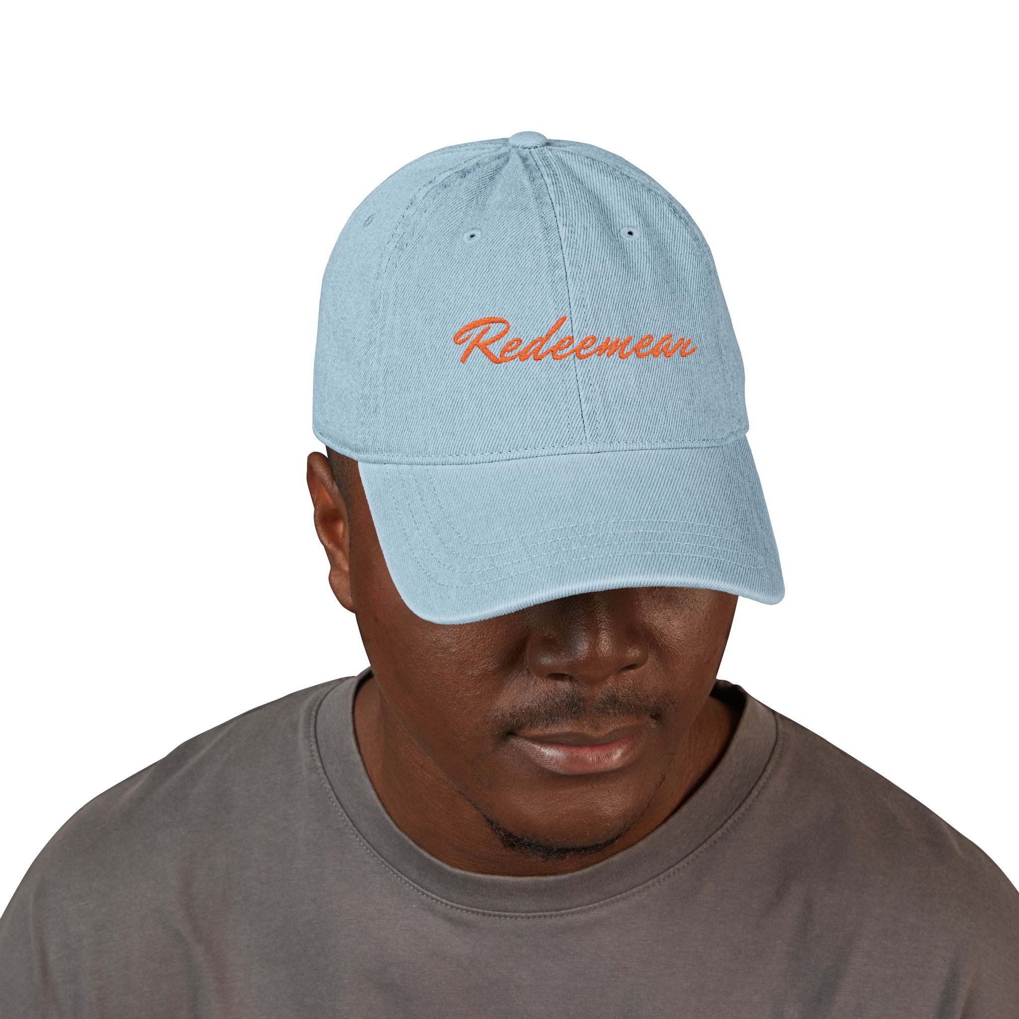 embroidered "redeemer" denim hat embroidered "redeemer" denim hat