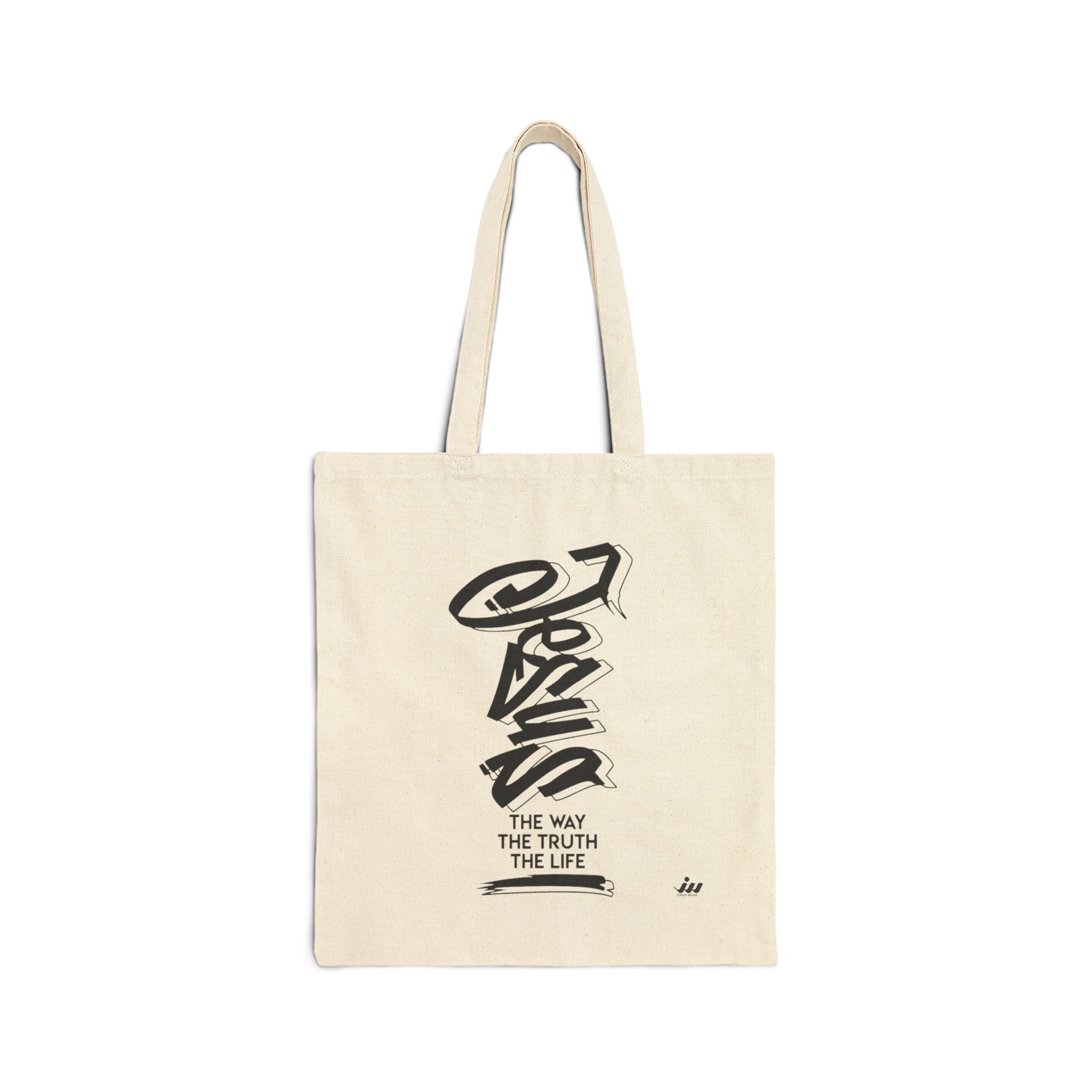 canvas tote bag — 'christ' calligraphy with "the way the truth the life" christian shopper tote canvas tote bag — 'christ' calligraphy with "the way the truth the life" christian shopper tote