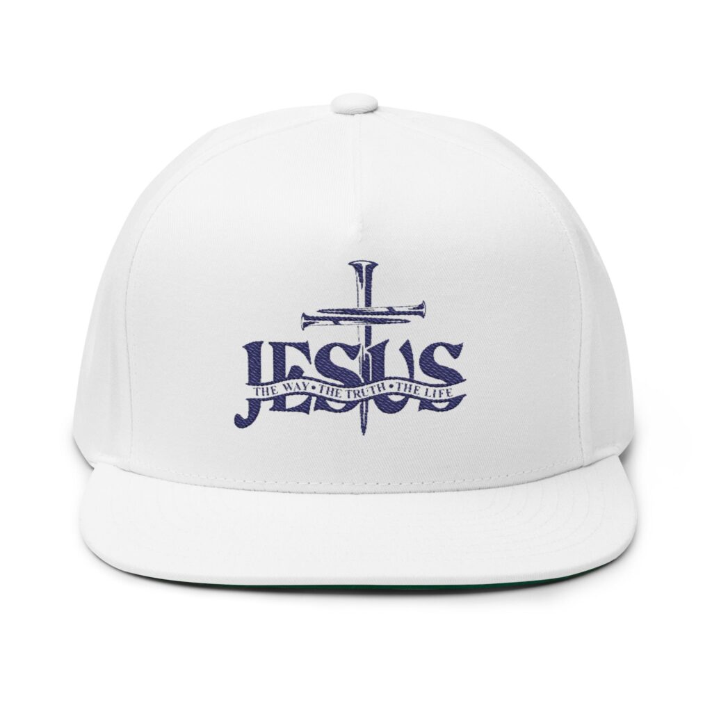T-Shirts embroidered 'jesus' flat bill cap — christian cross snapback hat