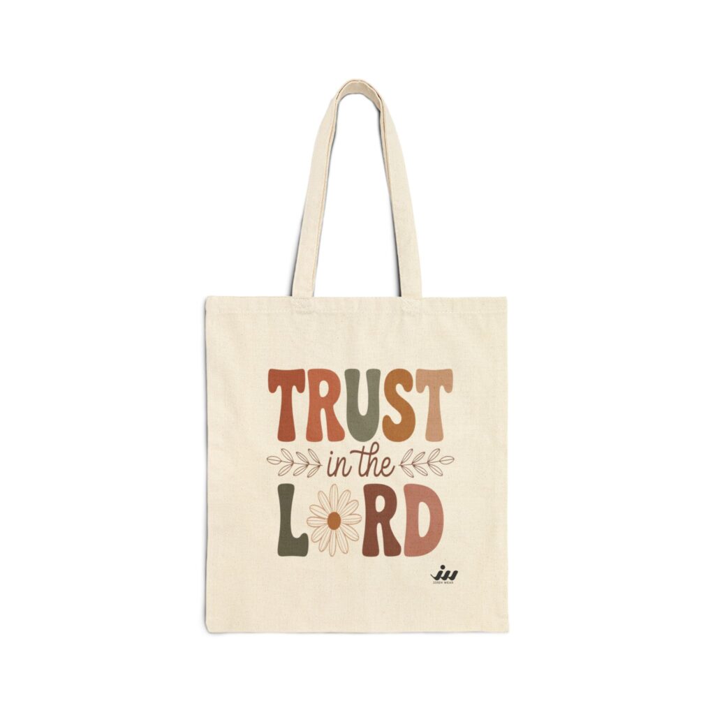 tote bag — "trust in the lord" floral christian canvas tote