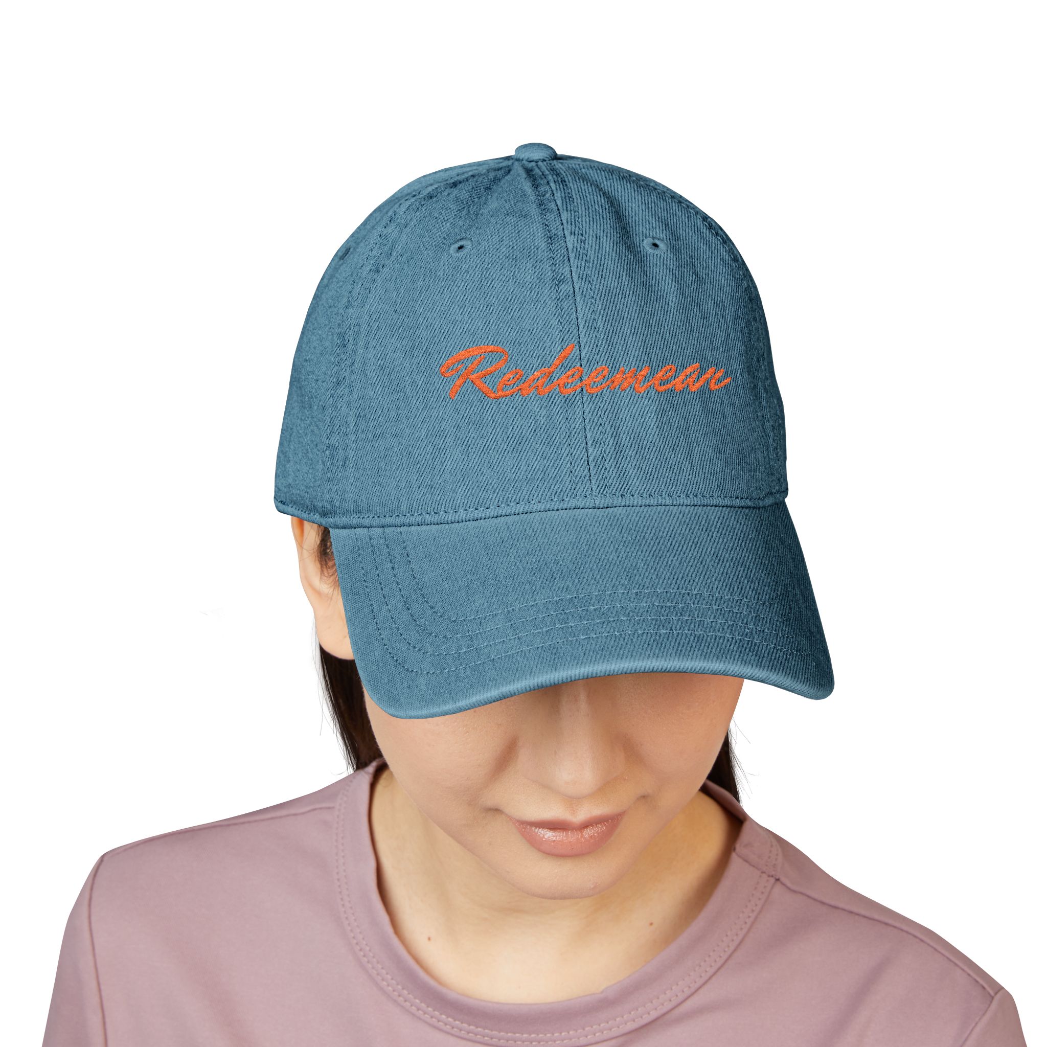 embroidered "redeemer" denim hat embroidered "redeemer" denim hat
