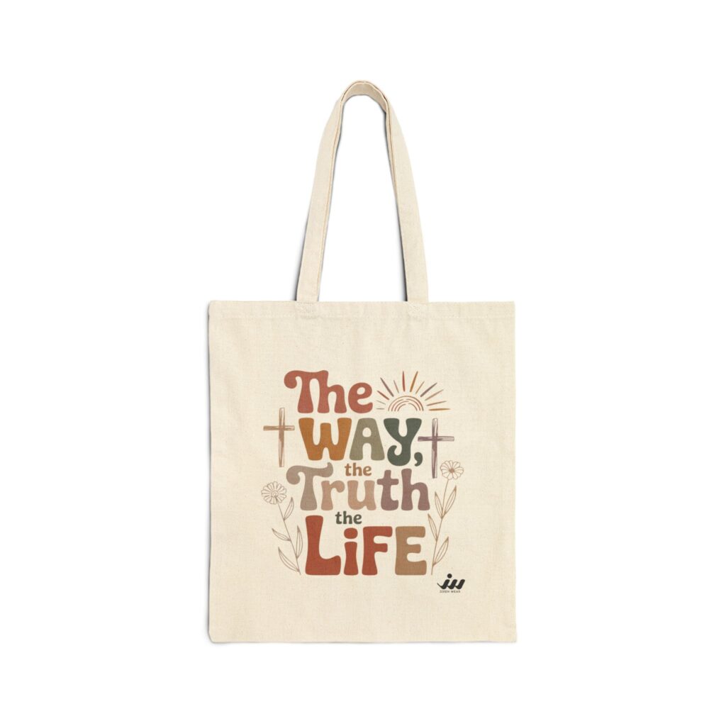 T-Shirts tote bag — "the way the truth the life" christian canvas tote