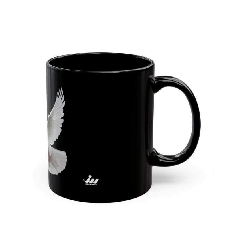 dove peace mug — black ceramic coffee cup (11oz & 15oz)