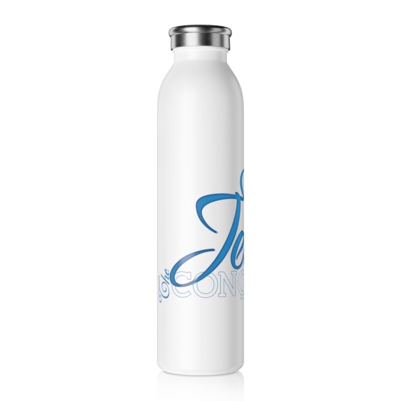 jesus conquers slim water bottle christian faith crown insulated bottle