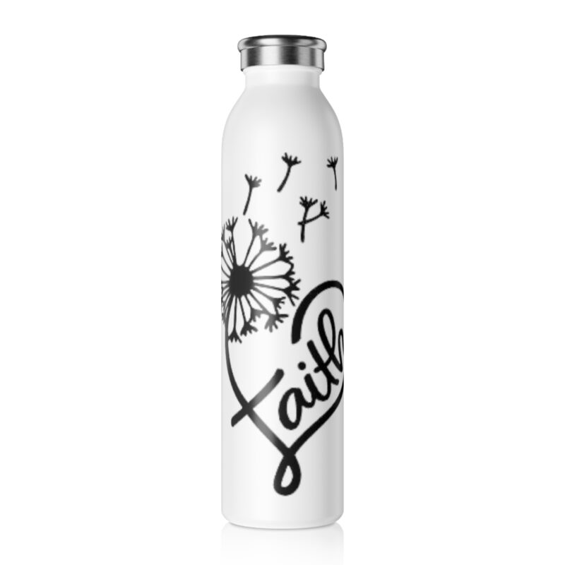 faith dandelion slim water bottle — inspirational stainless steel bottle