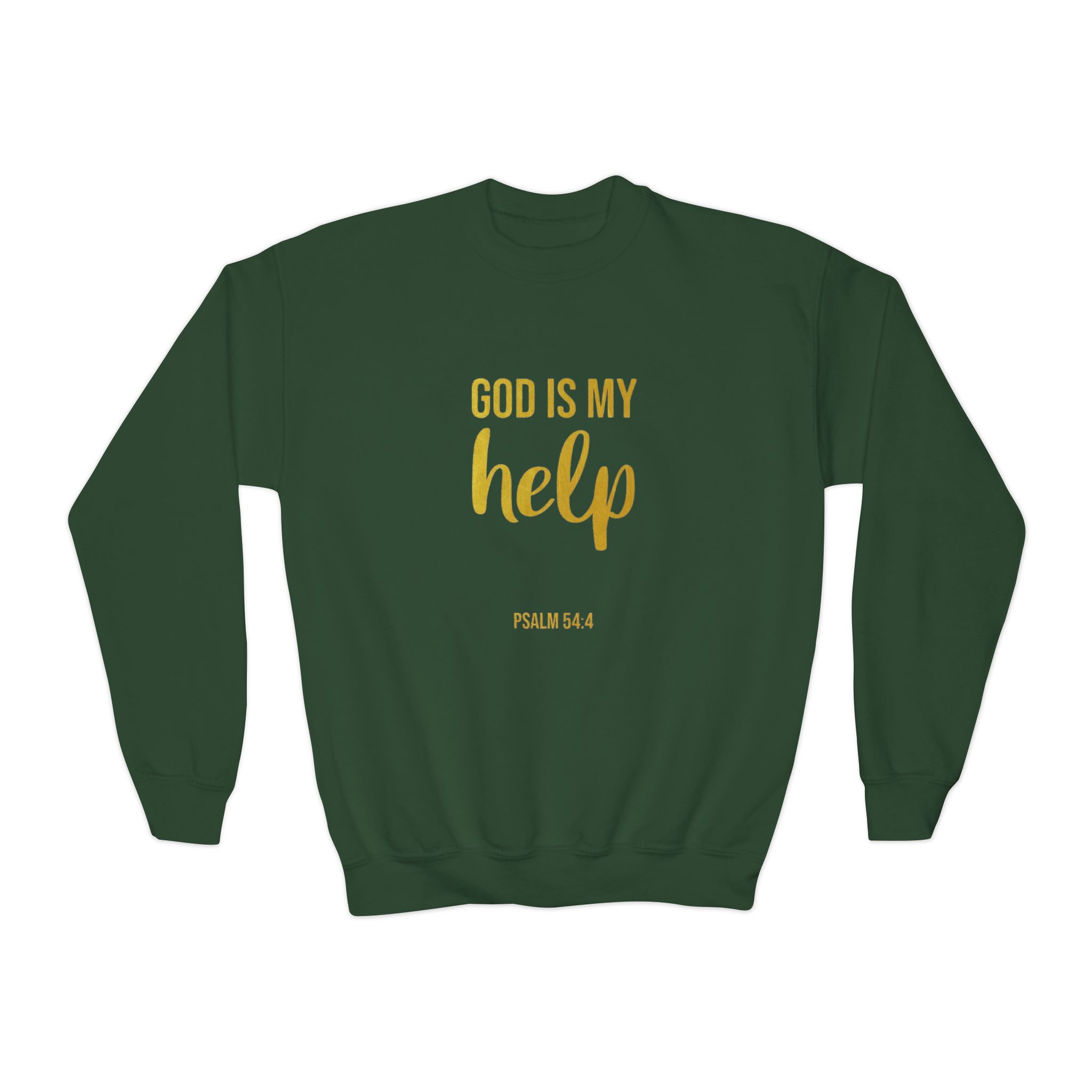 youth crewneck sweatshirt — "god is my help" psalm 46:1 christian pullover youth crewneck sweatshirt — "god is my help" psalm 46:1 christian pullover