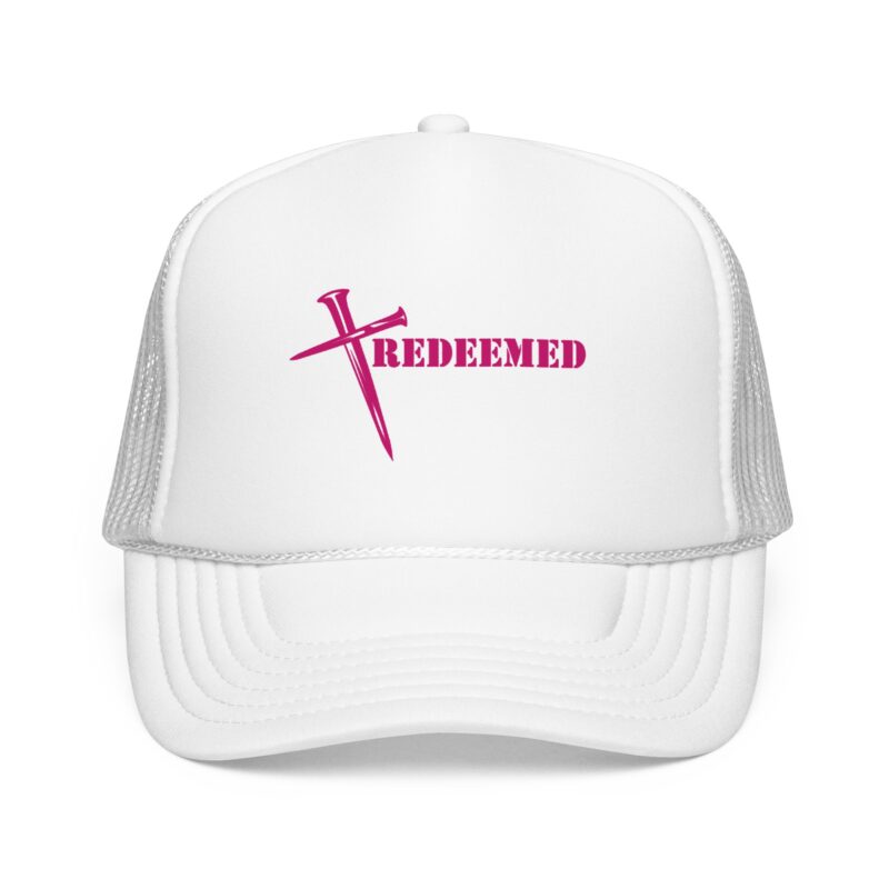 redeemed pink trucker hat christian cross foam cap