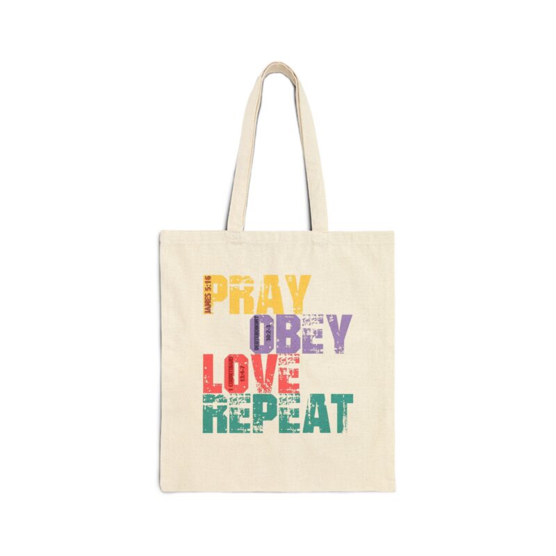 pray obey love repeat canvas tote