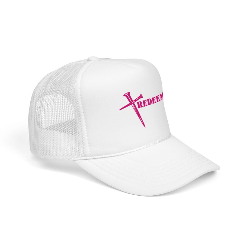 redeemed pink trucker hat christian cross foam cap