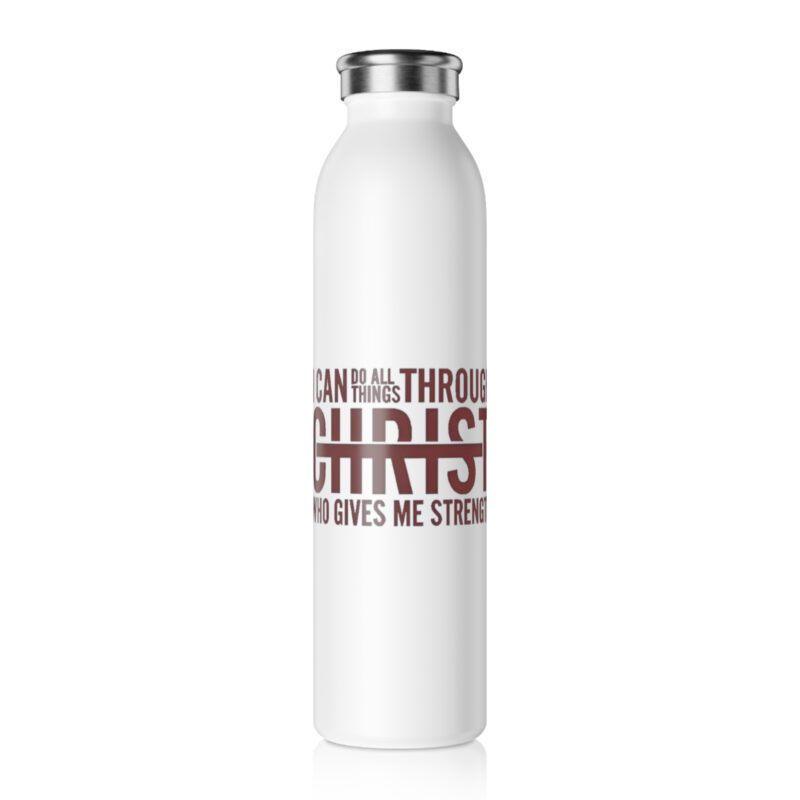 christian slim water bottle – “i can do all things through christ” inspirational stainless bottle