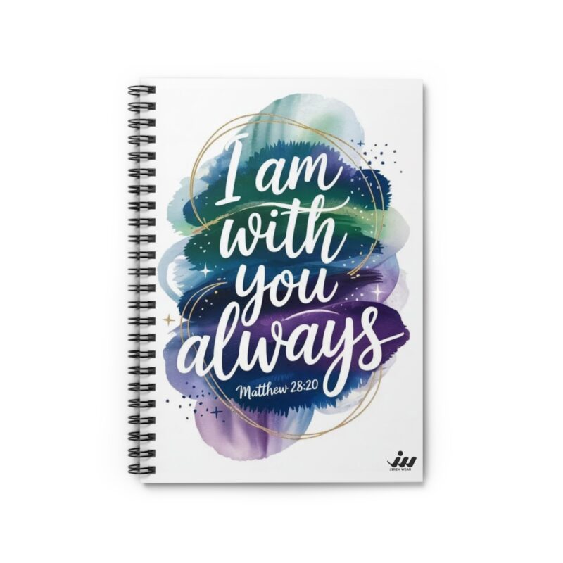 spiral notebook — “i am with you always” christian journal (matthew 28:20)