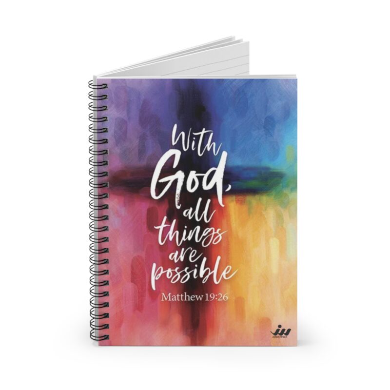 inspirational spiral notebook — "with god, all things are possible" matthew 19:26