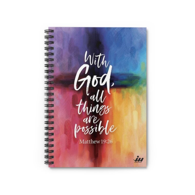 inspirational spiral notebook — "with god, all things are possible" matthew 19:26